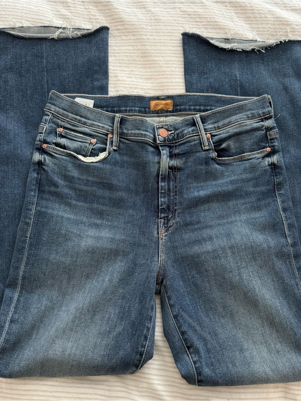 MOTHER Straight Leg Jeans in Medium Blue Wash